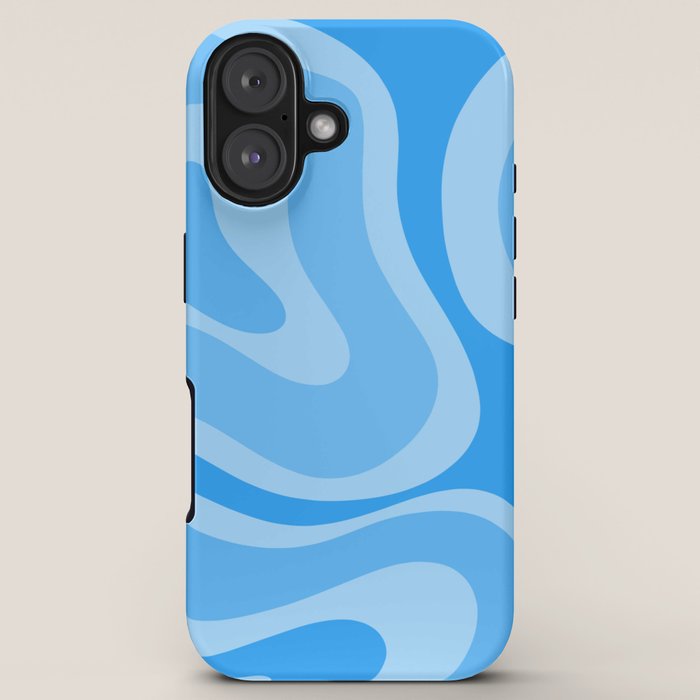 Modern Retro Liquid Swirl Abstract Pattern in Light Blue and Sky Blue iPhone Case Gallery Image 5