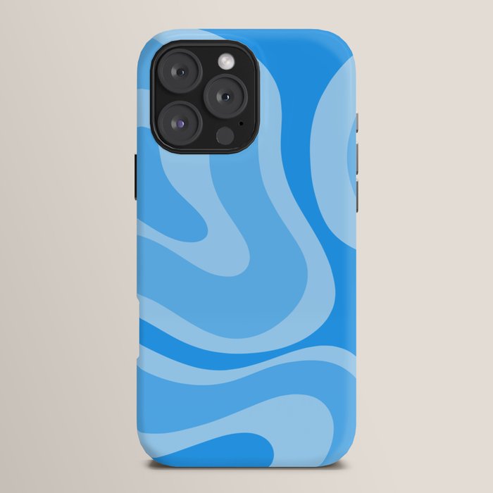 Modern Retro Liquid Swirl Abstract Pattern in Light Blue and Sky Blue iPhone Case Gallery Image 16