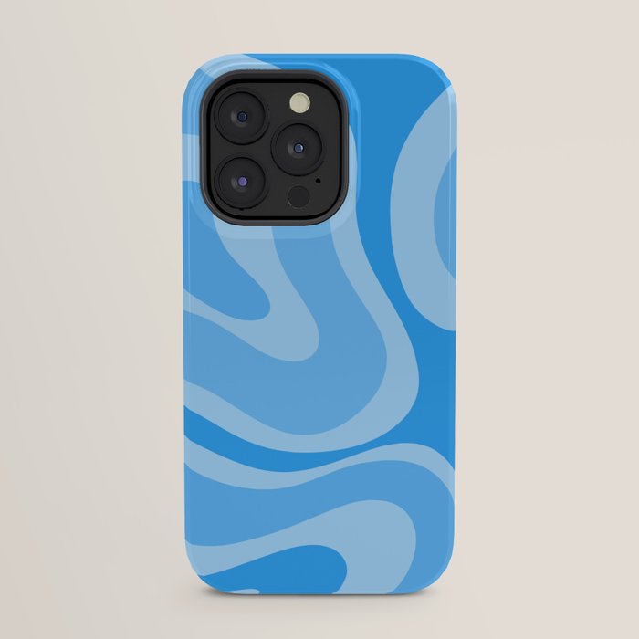 Modern Retro Liquid Swirl Abstract Pattern in Light Blue and Sky Blue iPhone Case Gallery Image 31
