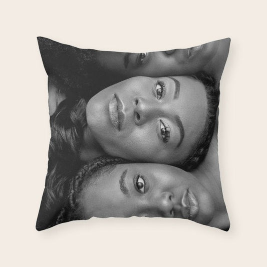 African American Women in black and white Throw Pillow Gallery Image 1