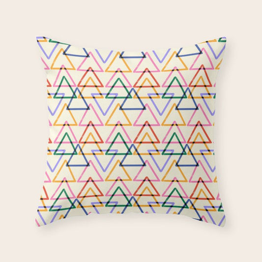 Colorful Triangle Stamp Pattern Throw Pillow Gallery Image 2