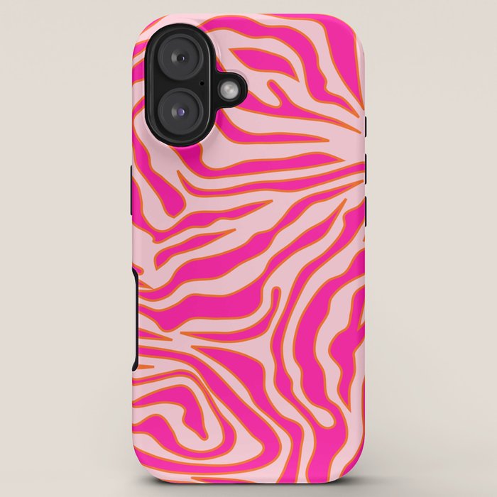 Zebra Print Pink And Orange Zebra Stripes Wild Animal Print Preppy Decor Modern Zebra Pattern iPhone Case Gallery Image 5