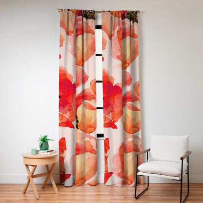 Abstract watercolor red orange pink poppies flowers Window Curtain Gallery Image 8