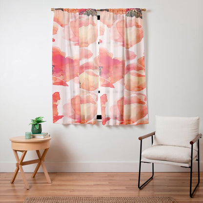 Abstract watercolor red orange pink poppies flowers Window Curtain Gallery Image 11