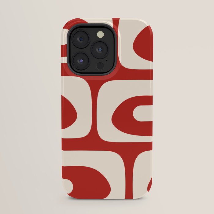 Retro Piquet Mid Century Modern Abstract Pattern in Red and Almond Cream iPhone Case Gallery Image 31