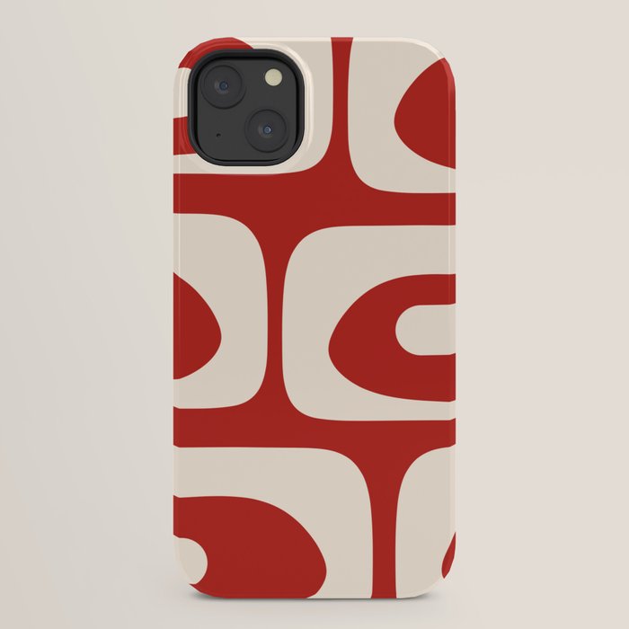 Retro Piquet Mid Century Modern Abstract Pattern in Red and Almond Cream iPhone Case Gallery Image 30