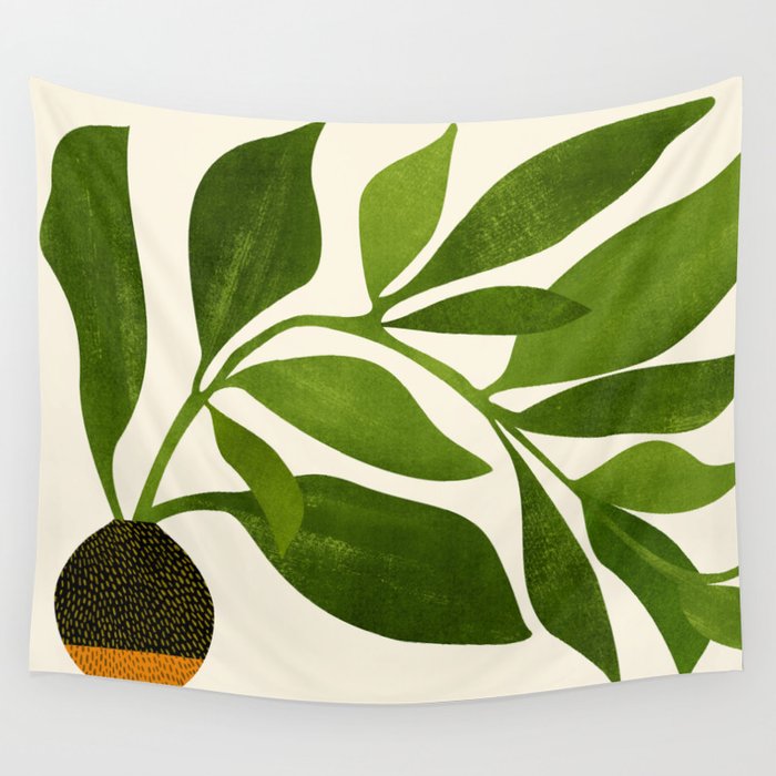 The Wanderer - House Plant Illustration Wall Tapestry Gallery Image 3