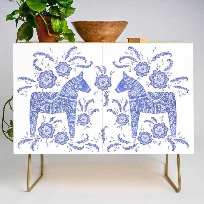 Swedish Dala Horse Blue Credenza Gallery Image 1