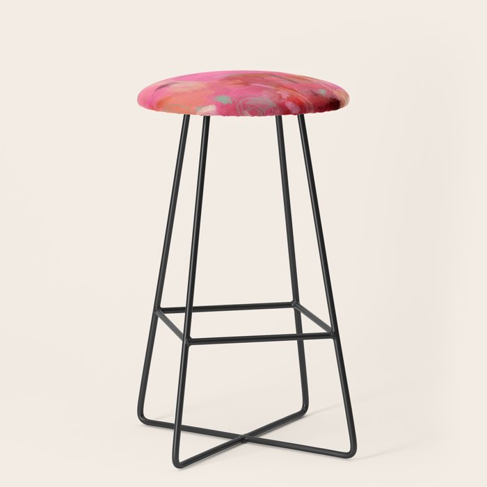 pink floral illusion abstract art Stool Gallery Image 1