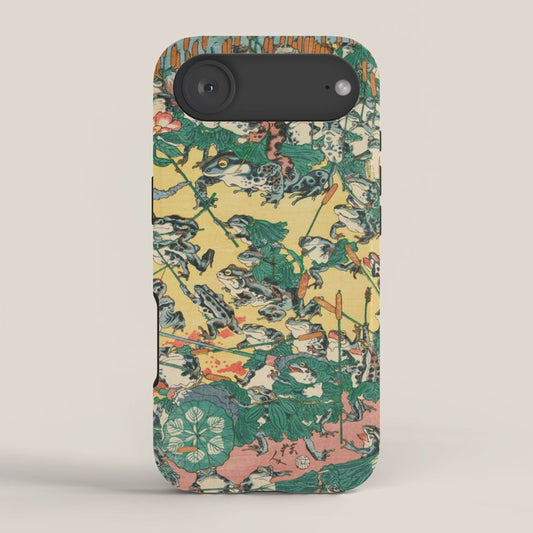 Frog Battle Japanese Print by Kawanabe Kyosai, 1864 iPhone Case Gallery Image 2