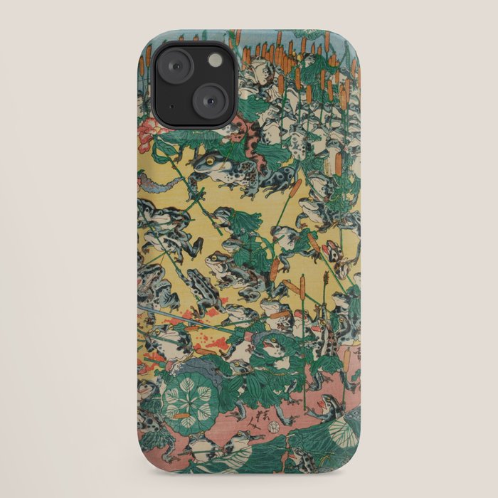 Frog Battle Japanese Print by Kawanabe Kyosai, 1864 iPhone Case Gallery Image 18