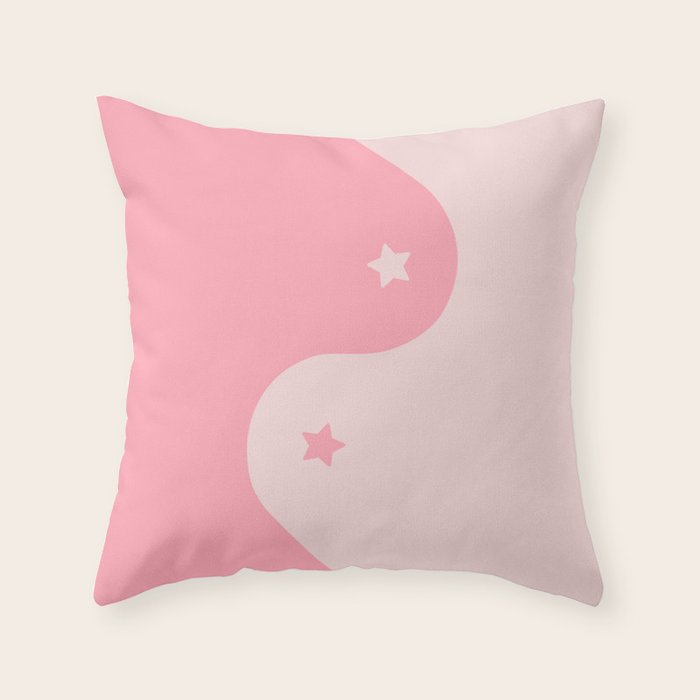 Pinkie Yin Yang Stars Throw Pillow Gallery Image 2