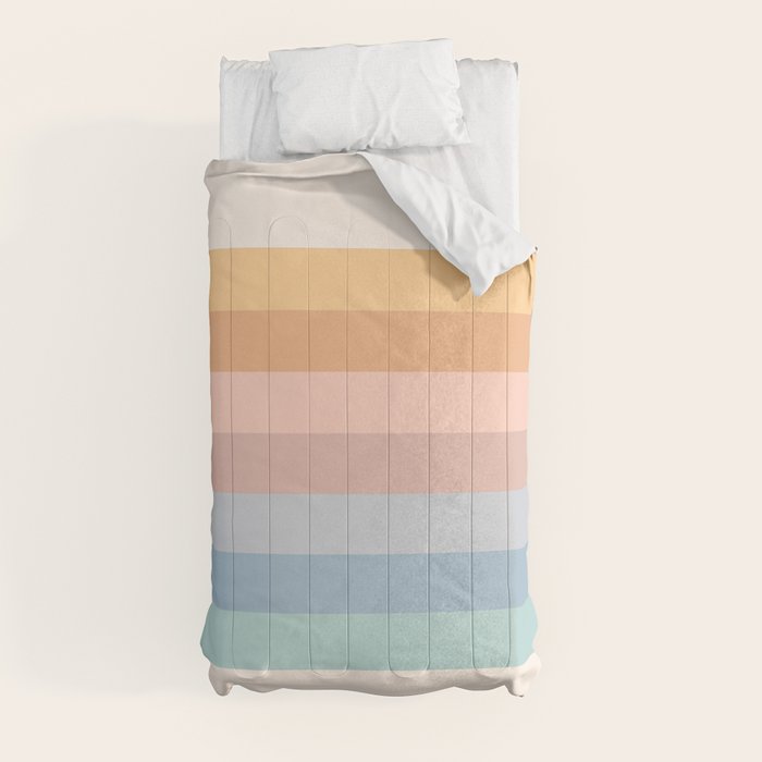 Pastel Retro Rainbow Stripes Comforter Gallery Image 4