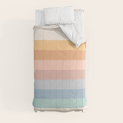 Pastel Retro Rainbow Stripes Comforter Gallery Image 4