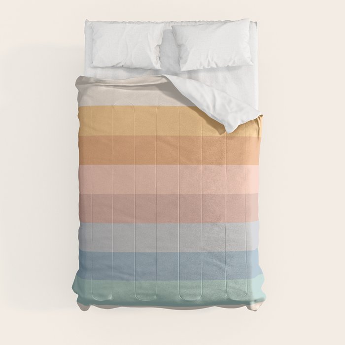 Pastel Retro Rainbow Stripes Comforter Gallery Image 3