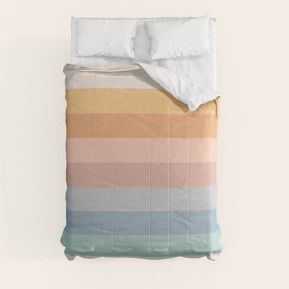 Pastel Retro Rainbow Stripes Comforter Gallery Image 3