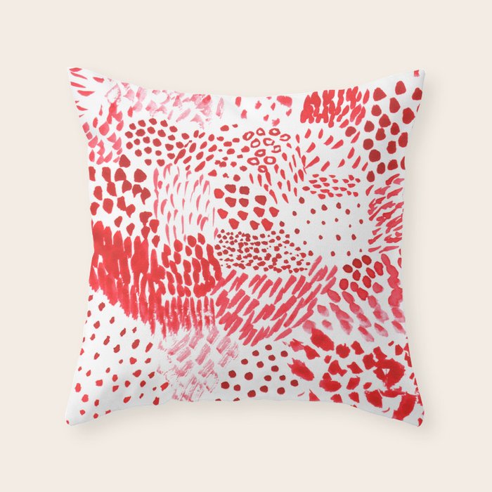Watercolor Red Rhythm Throw Pillow Gallery Image 3