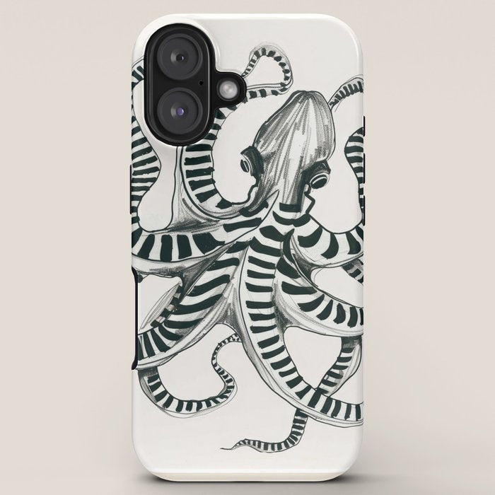 Striped Octopus Ink Drawing iPhone Case Gallery Image 5