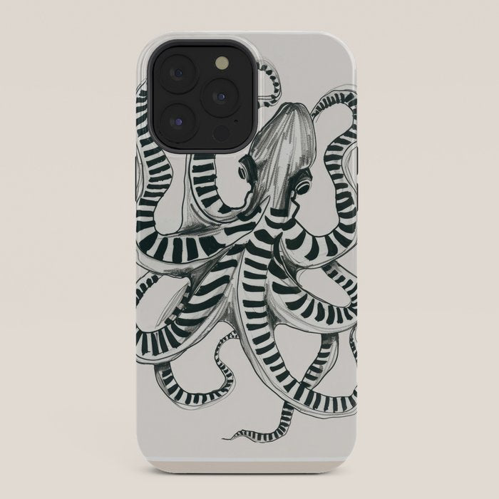Striped Octopus Ink Drawing iPhone Case Gallery Image 36