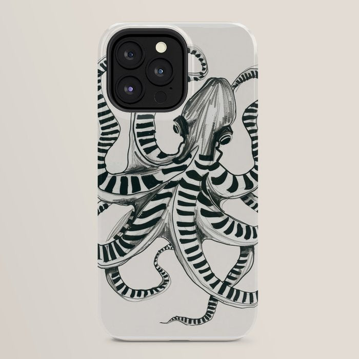 Striped Octopus Ink Drawing iPhone Case Gallery Image 32