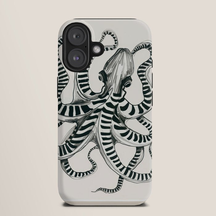 Striped Octopus Ink Drawing iPhone Case Gallery Image 9