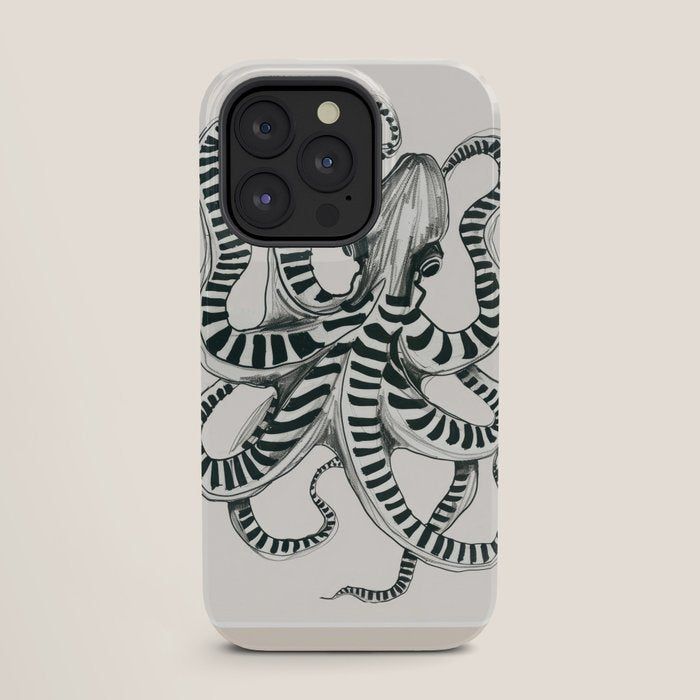 Striped Octopus Ink Drawing iPhone Case Gallery Image 27