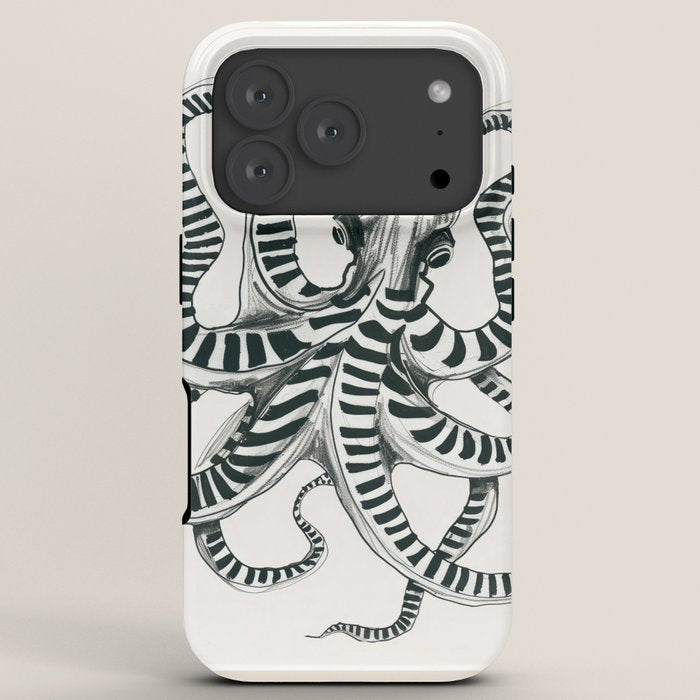 Striped Octopus Ink Drawing iPhone Case Gallery Image 7