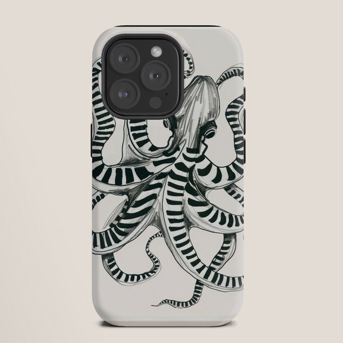 Striped Octopus Ink Drawing iPhone Case Gallery Image 11