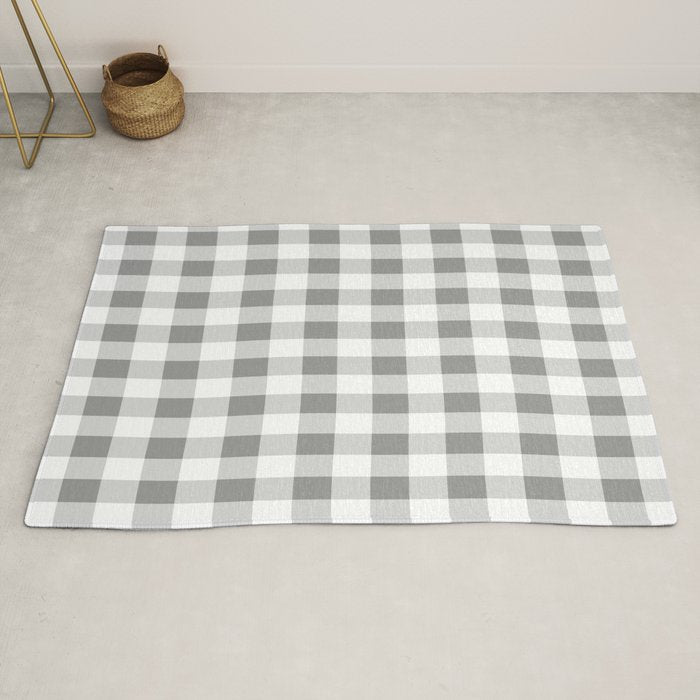 Gingham Large Gray White Rug Gallery Image 2