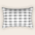 Gingham Large Gray White Rectangular Pillow Gallery Image 1