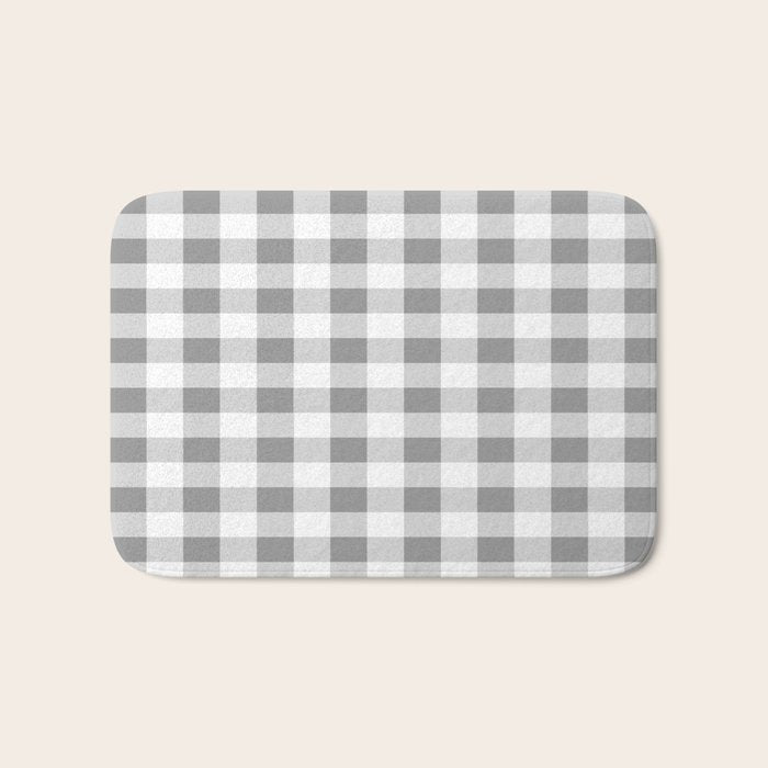 Gingham Large Gray White Bath Mat Gallery Image 1