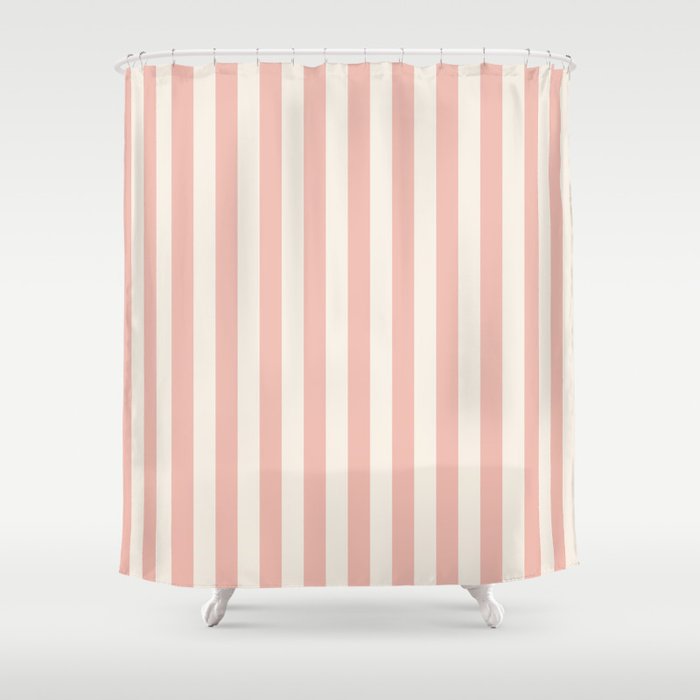 Broad Stripe - dusty pink and alabaster Shower Curtain Gallery Image 1