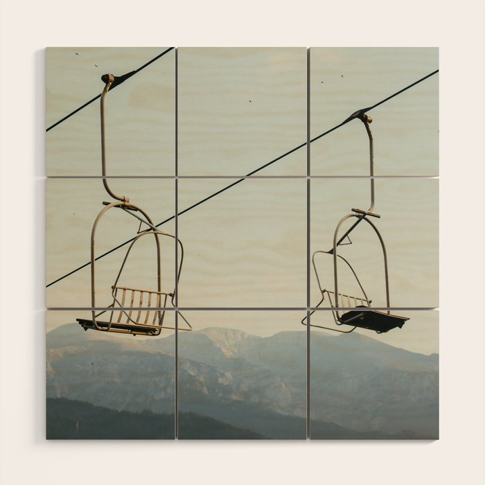 Chairlift in Mountains - Summer Evening Skiing Lift - Fine Art Photography Wood Wall Art Gallery Image 3