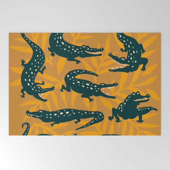 Alligator Collection - Ochre & Teal Welcome Mat Gallery Image 2