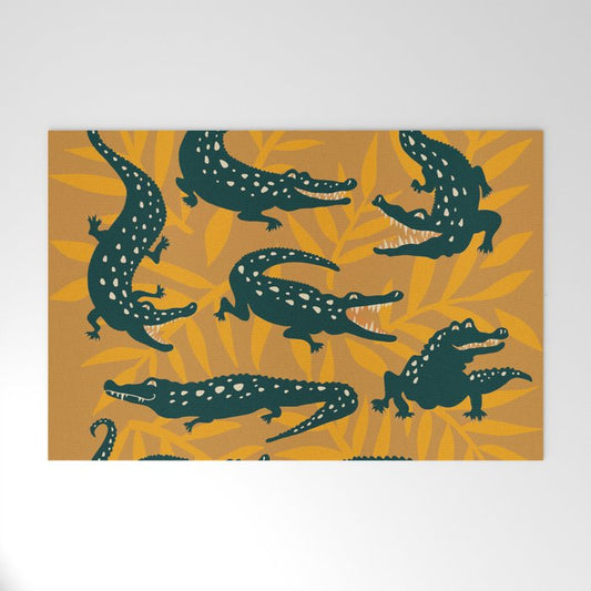 Alligator Collection - Ochre & Teal Welcome Mat Gallery Image 1