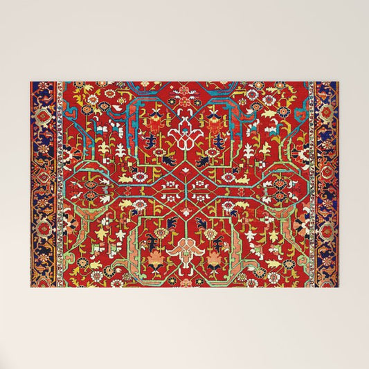 Heriz Azerbaijan 19th Century Floral Rug Welcome Mat Gallery Image 1