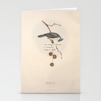 Bird Divinations: Toupet Tit (about: almanacofbirds.org) Stationery Card Gallery Image 1