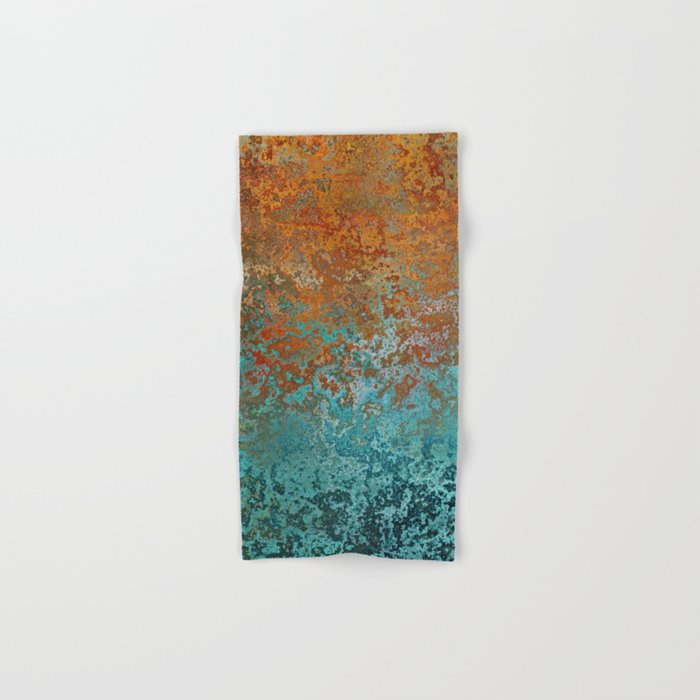 Vintage Copper and Teal Rust Hand & Bath Towel Gallery Image 1