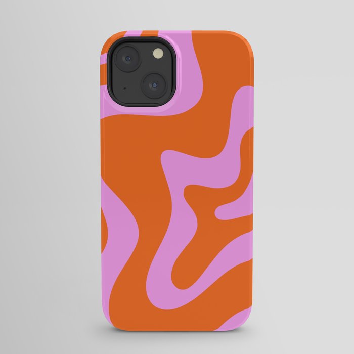 Retro Liquid Swirl Abstract Pattern in Hot Pink and Red-Orange iPhone Case Gallery Image 29