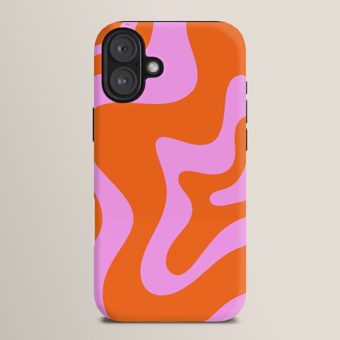 Retro Liquid Swirl Abstract Pattern in Hot Pink and Red-Orange iPhone Case Gallery Image 14