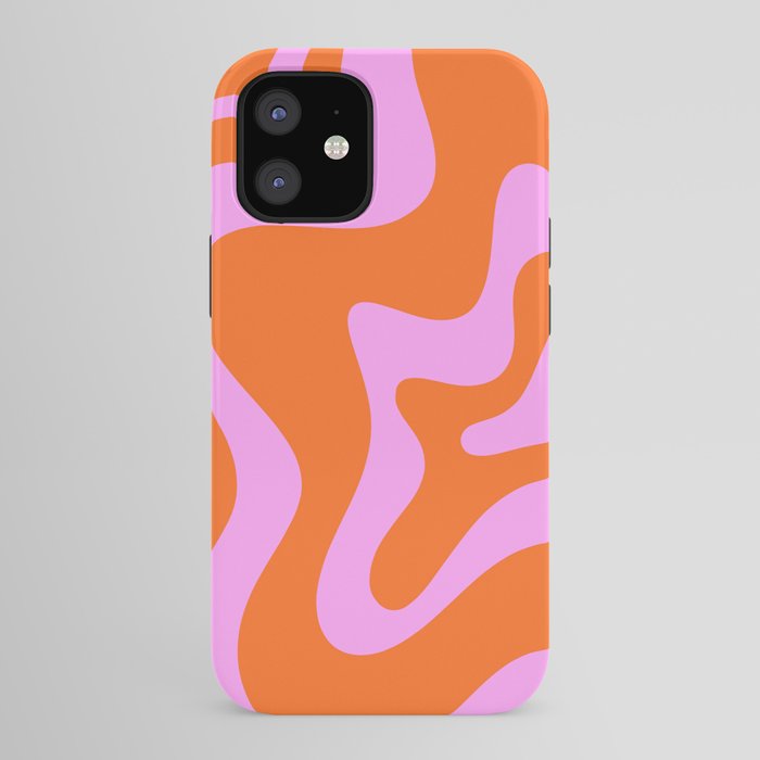 Retro Liquid Swirl Abstract Pattern in Hot Pink and Red-Orange iPhone Case Gallery Image 41