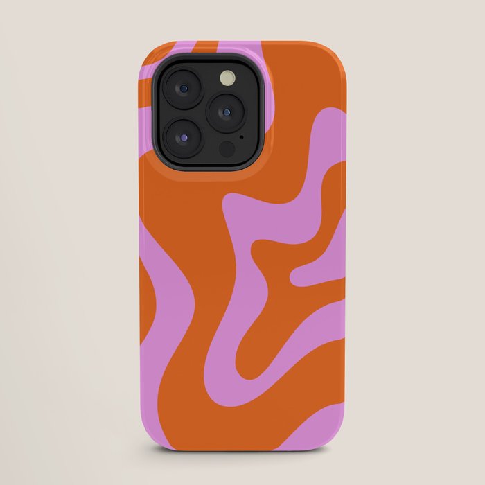 Retro Liquid Swirl Abstract Pattern in Hot Pink and Red-Orange iPhone Case Gallery Image 27