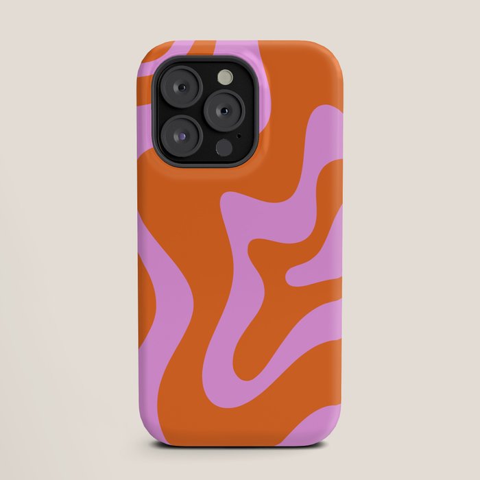 Retro Liquid Swirl Abstract Pattern in Hot Pink and Red-Orange iPhone Case Gallery Image 19