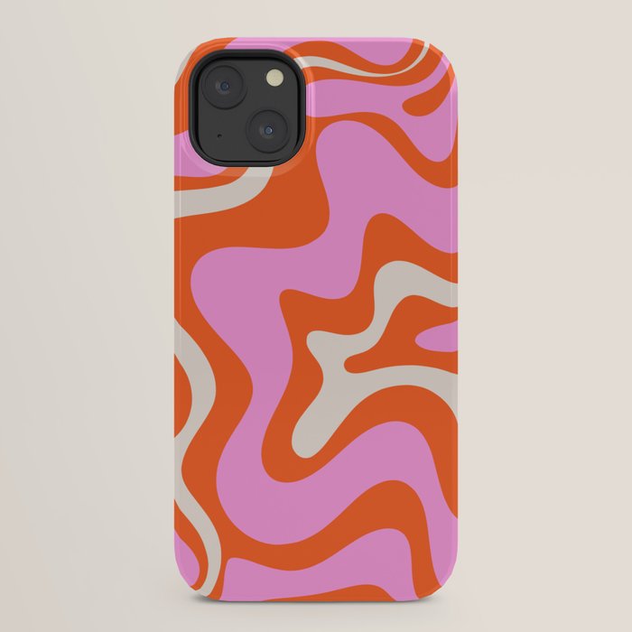 Retro Liquid Swirl Abstract Pattern Bright Pink Orange Cream iPhone Case Gallery Image 30