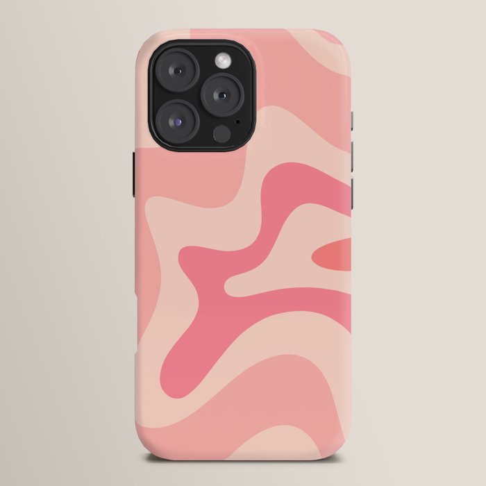 Retro Liquid Swirl Abstract Pattern Square In Blush Pink Tones iPhone Case Gallery Image 16