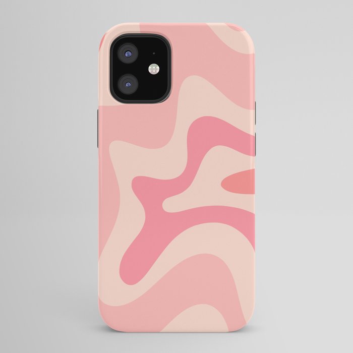 Retro Liquid Swirl Abstract Pattern Square In Blush Pink Tones iPhone Case Gallery Image 42