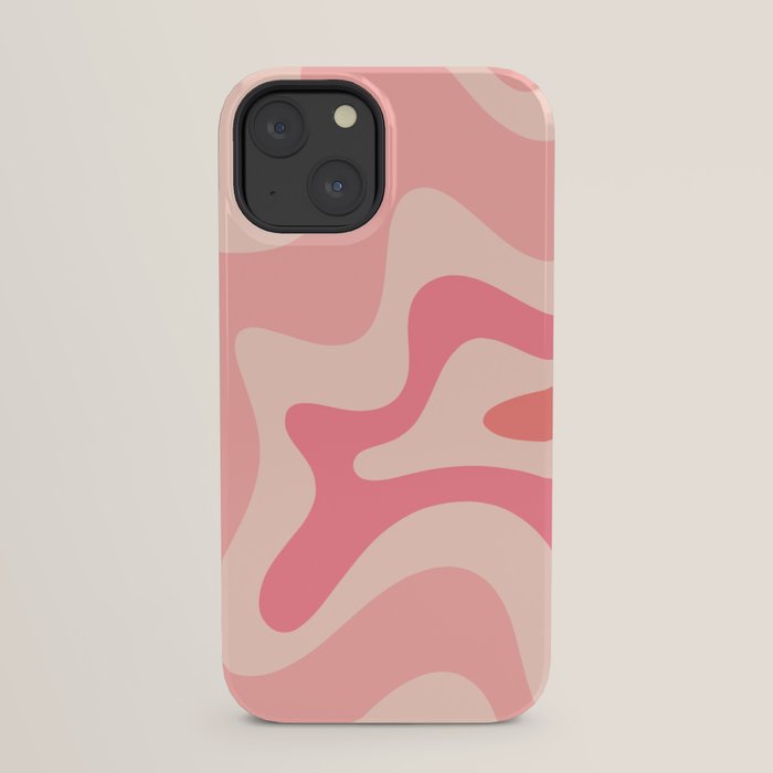 Retro Liquid Swirl Abstract Pattern Square In Blush Pink Tones iPhone Case Gallery Image 21