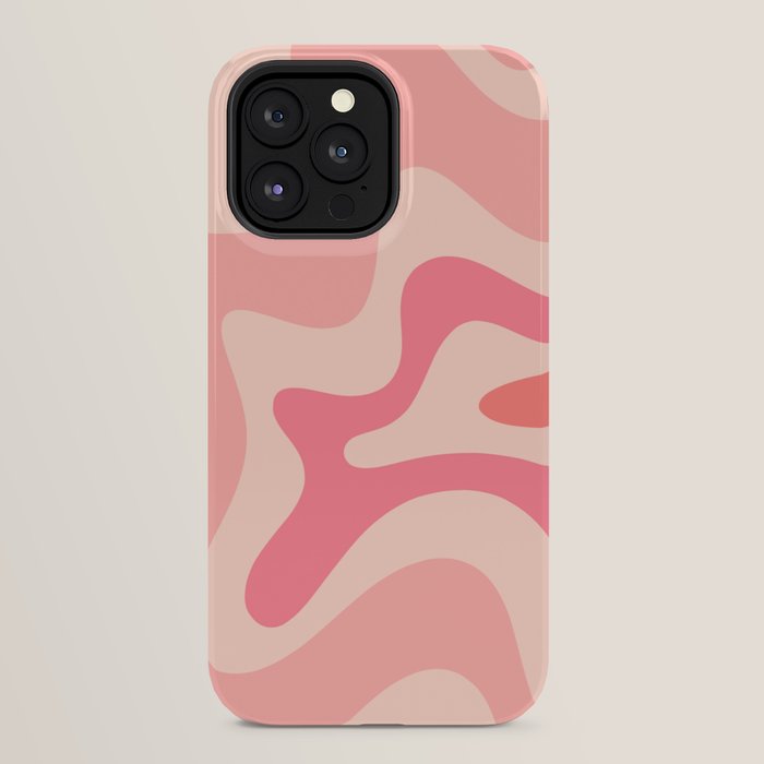 Retro Liquid Swirl Abstract Pattern Square In Blush Pink Tones iPhone Case Gallery Image 32