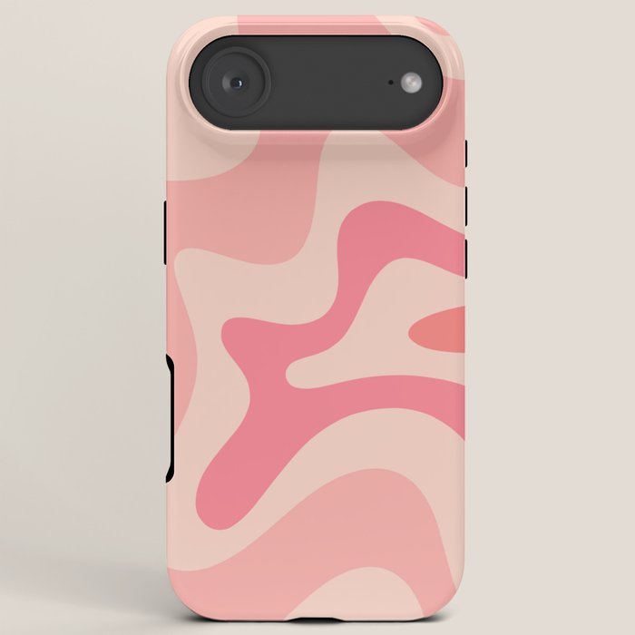 Retro Liquid Swirl Abstract Pattern Square In Blush Pink Tones iPhone Case Gallery Image 6
