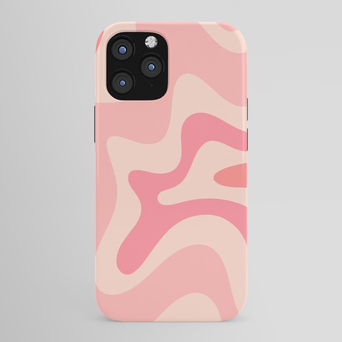 Retro Liquid Swirl Abstract Pattern Square In Blush Pink Tones iPhone Case Gallery Image 43